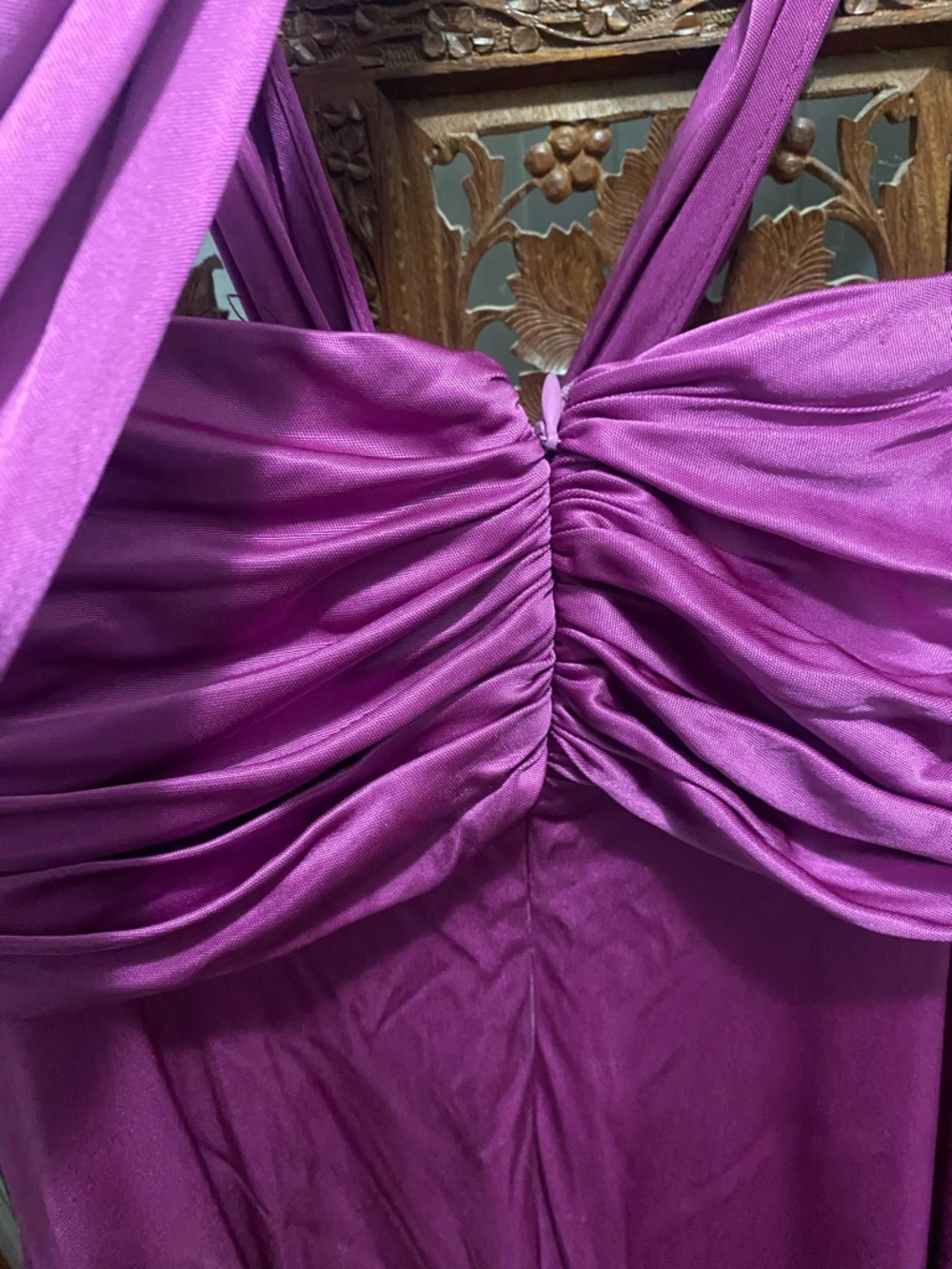 JS Collections Fuchsia Backless Ruched Bodice Dress - Picture 4 of 8